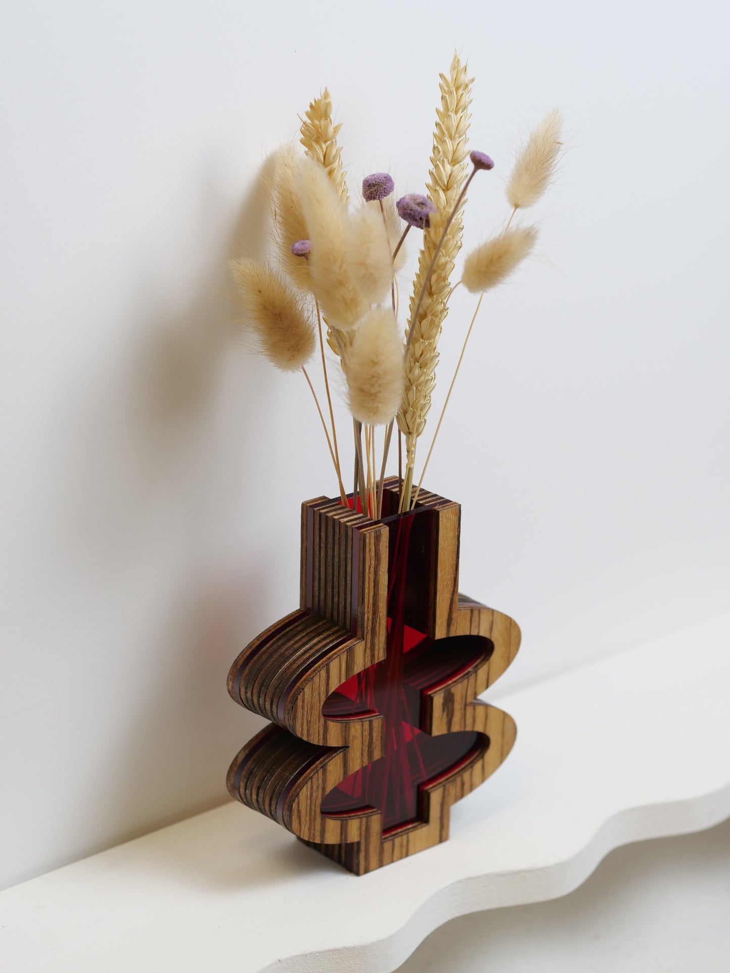 Barbra Vase featuring zebrano veneer - 12cm