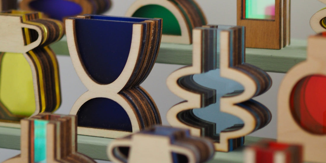 Acrylic and Ply Vases