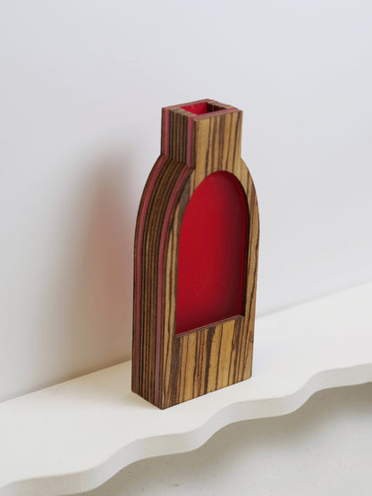 Clive Vase featuring zebrano veneer - 18cm