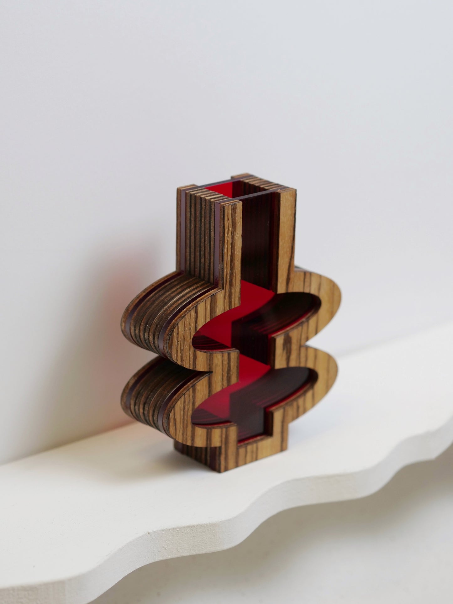 Barbra Vase featuring zebrano veneer - 12cm
