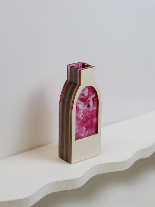 SECONDS - Clive Vase featuring marbled pink - 12cm