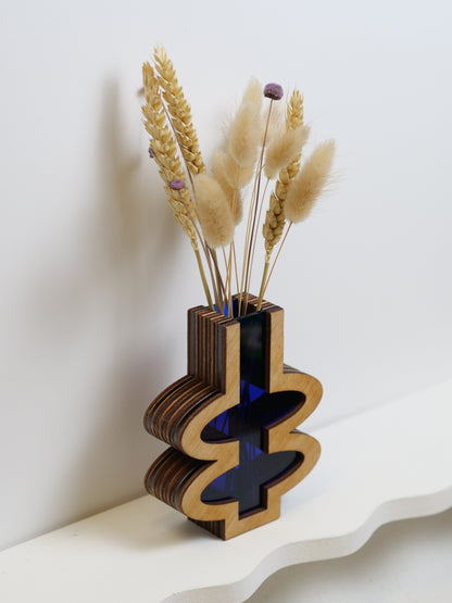 SECONDS - Barbra Vase featuring oak veneer - 12cm