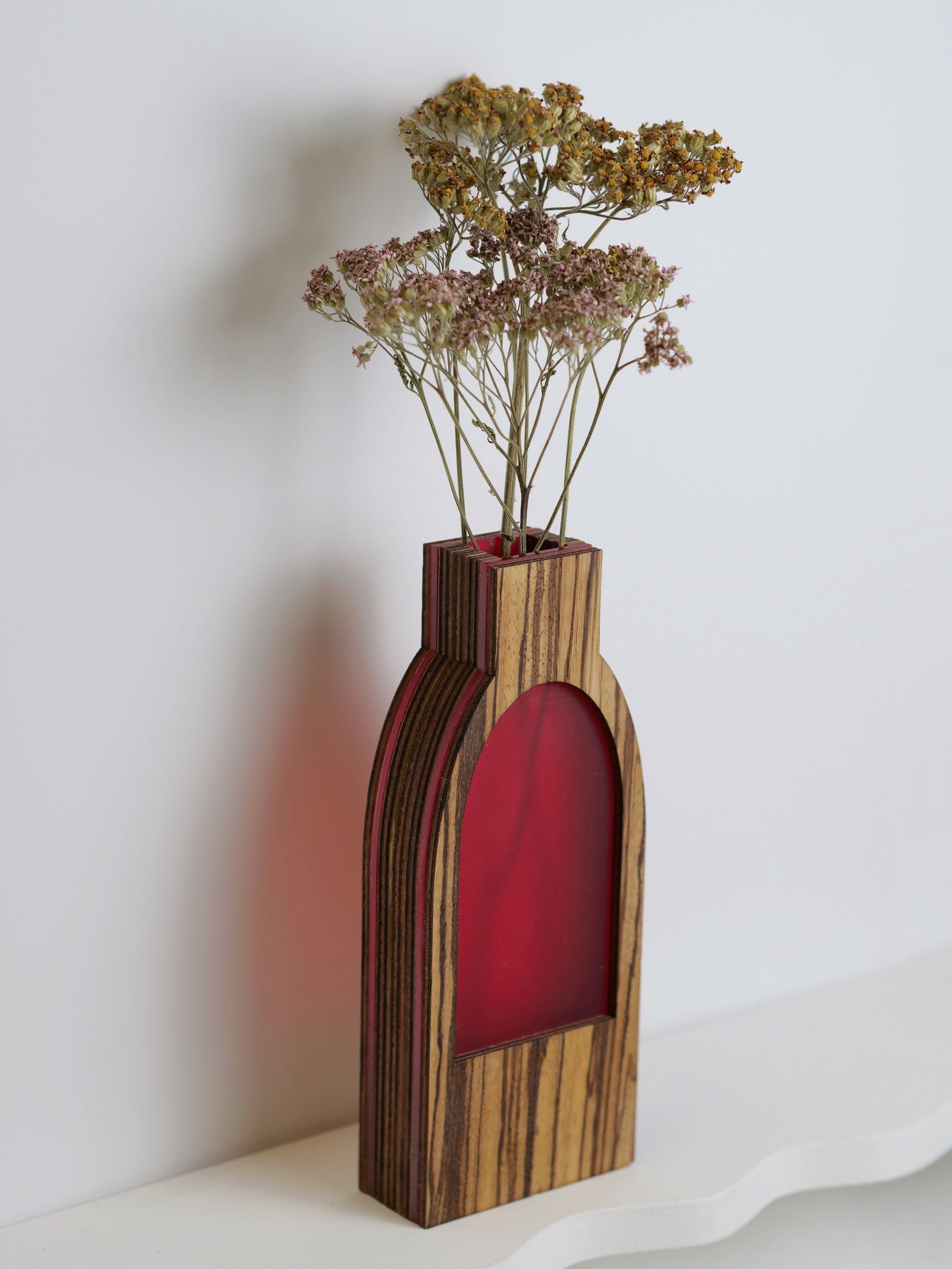 Clive Vase featuring zebrano veneer - 18cm