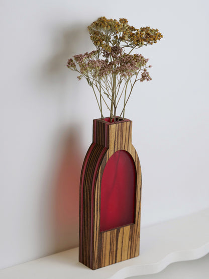 Clive Vase featuring zebrano veneer - 18cm